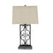 Lamps Rustic Table Lamps - 5.5" x 9.25" x 28.75" Gray, Industrial With Stacked Metal Pedestal - Table Lamp HomeRoots