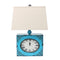 Lamps Rustic Table Lamps - 7" x 7" x 22" Blue, Vintage, Metal Clock Base - Table Lamp HomeRoots
