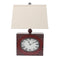 Lamps Rustic Table Lamps - 7" x 7" x 22" Red, Vintage, Metal Clock Base - Table Lamp HomeRoots