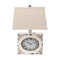 Lamps Rustic Table Lamps - 7" x 7" x 22" White, Vintage, Metal Clock Base - Table Lamp HomeRoots