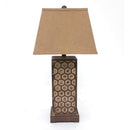 Lamps Rustic Table Lamps - 7" x 7" x 28.5" Brown, Industrial With Honeycombed Metal Base - Table Lamp HomeRoots