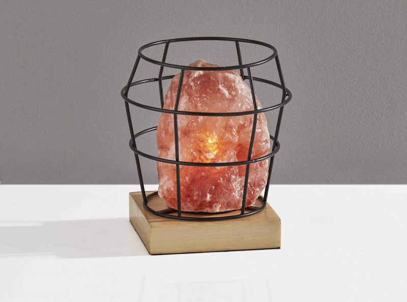 Lamps Rustic Table Lamps - 7" X 7" X 8" Black Metal Himalayan Salt Table Lamp HomeRoots