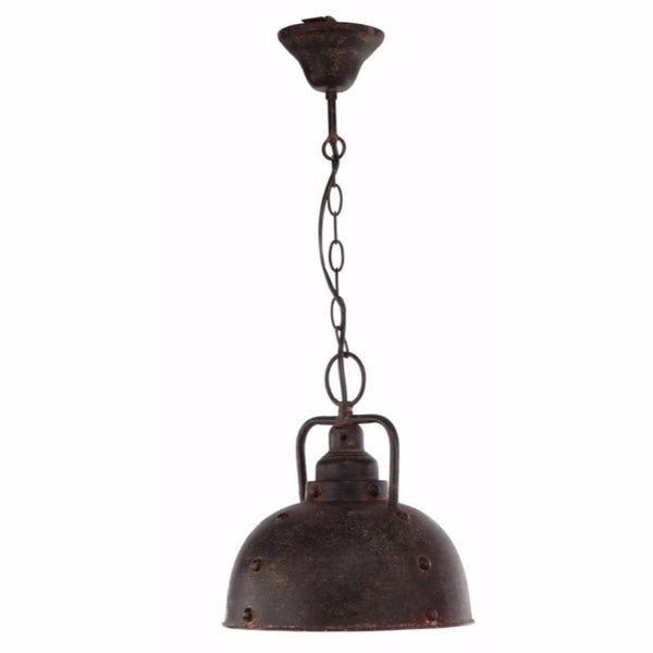 Lamps Rustically Charmed Hanging Metal Lamp, Brown Benzara