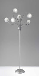 Lamps Smart Lamp - 15.5" X 15.5" X 68" Brushed steel Metal Pom LED Floor Lamp HomeRoots