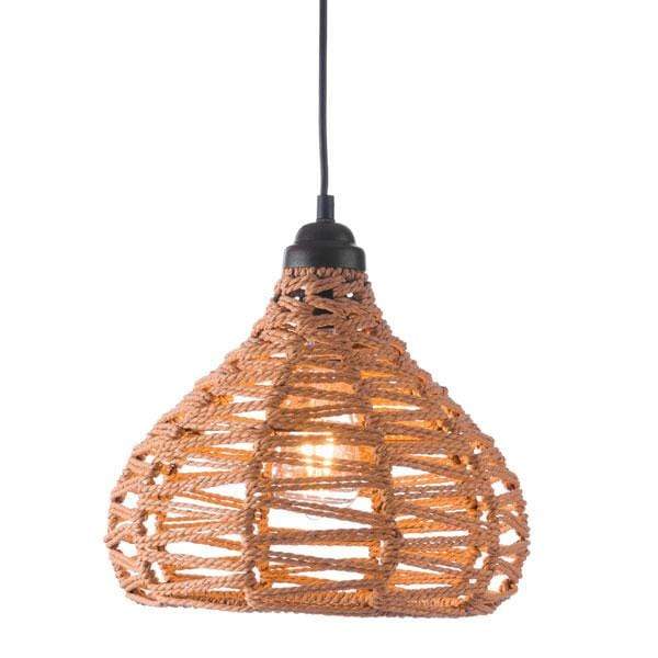 Lamps Table Lamps For Living Room - 11.8" X 11.8" X 129.5" Natural Synthetic Woven Painted Metal Ceiling Lamp HomeRoots