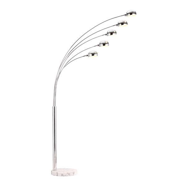 Lamps Table Lamps For Living Room - 18.9" X 18.9" X 70.5" White And Brushed Frosted Glass Brass Floor Lamp HomeRoots