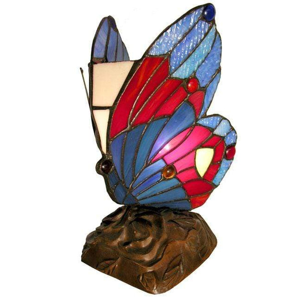 Lamps Table Lamps - Tiffany Style Blue Butterfly Accent Lamp HomeRoots