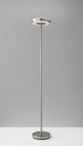 Lamps Torchiere Lamp - 11.75" X 11" X 71" Brushed Steel Aluminum LED Torchiere HomeRoots