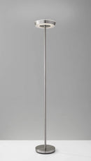 Lamps Torchiere Lamp - 11.75" X 11" X 71" Brushed Steel Aluminum LED Torchiere HomeRoots