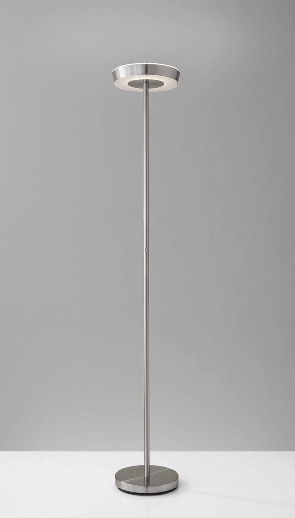 Lamps Torchiere Lamp - 11.75" X 11" X 71" Brushed Steel Aluminum LED Torchiere HomeRoots