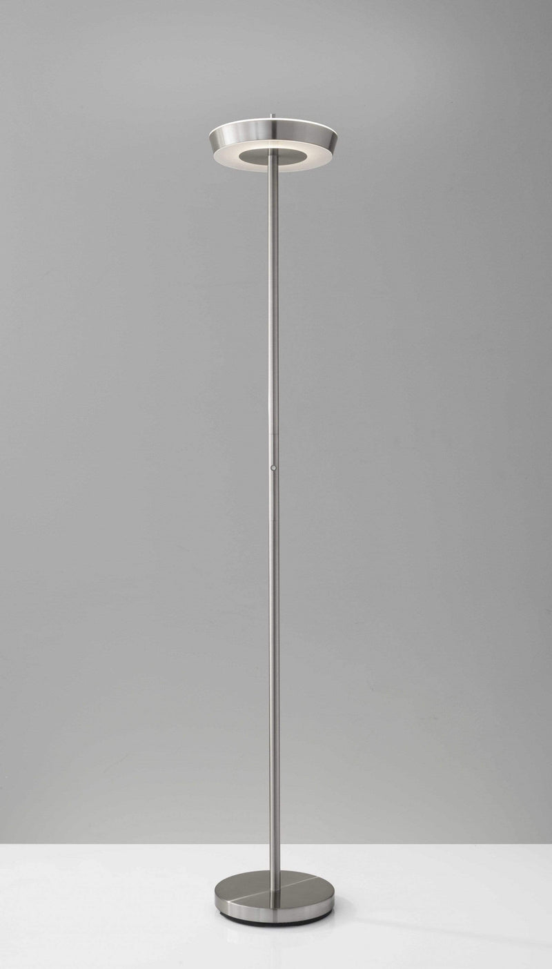 Lamps Torchiere Lamp - 11.75" X 11" X 71" Brushed Steel Aluminum LED Torchiere HomeRoots