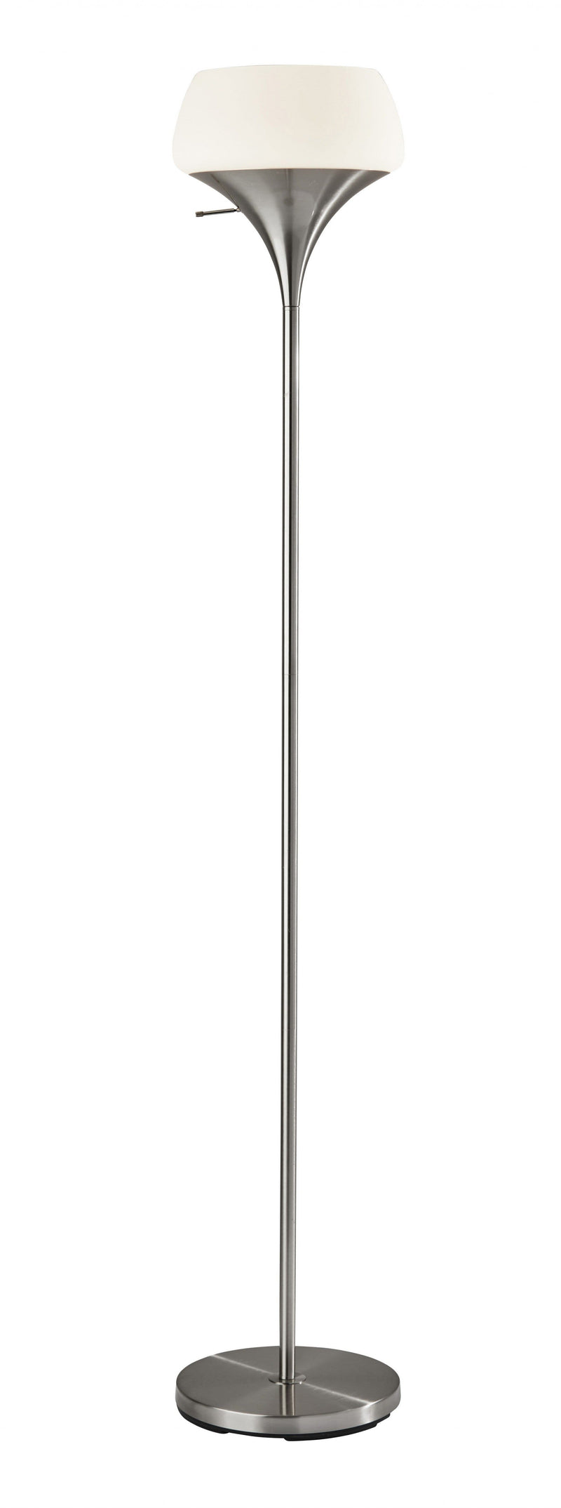 Lamps Torchiere Lamp - 12" X 12" X 69.5" Brushed steel Metal Torchiere HomeRoots