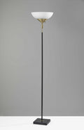 Lamps Torchiere Lamp - 13.5" X 13.5" X 71" Black Metal 300 Watt Torchiere HomeRoots