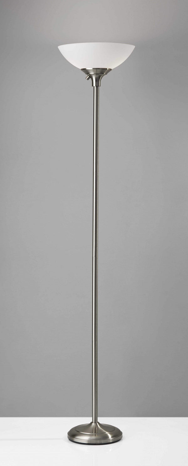 Lamps Torchiere Lamp - 13.75" X 13.75" X 71" Brushed steel Metal 300W Torchiere HomeRoots