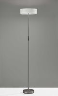 Lamps Torchiere Lamp - 14" X 14" X 71.5" Brushed Steel Metal LED Torchiere HomeRoots