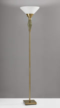 Lamps Torchiere Lamp - 14" X 14" X 71" Brass Metal 300W Torchiere HomeRoots