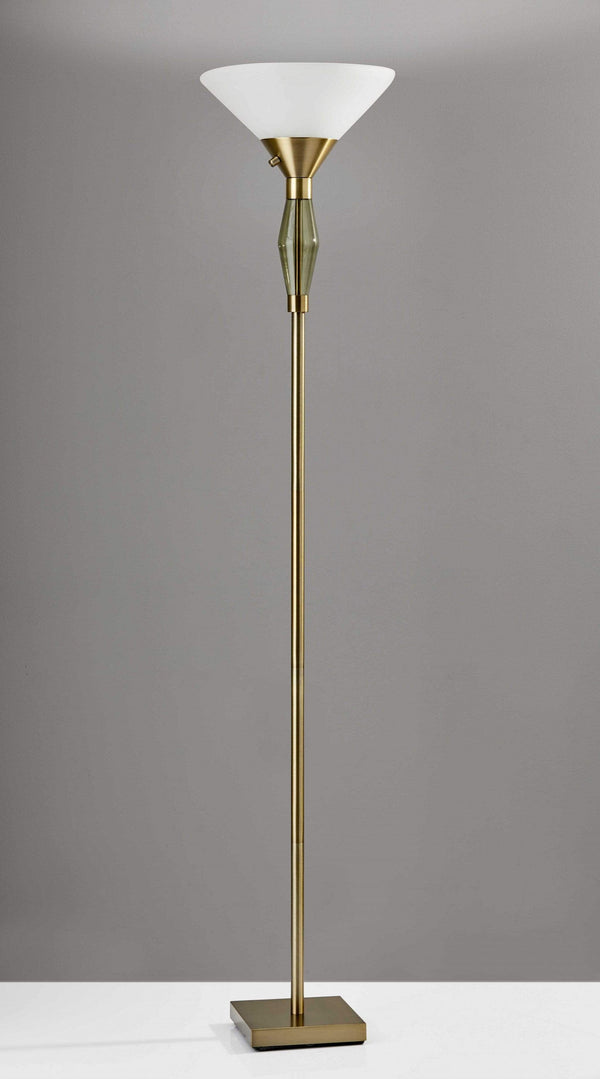 Lamps Torchiere Lamp - 14" X 14" X 71" Brass Metal 300W Torchiere HomeRoots