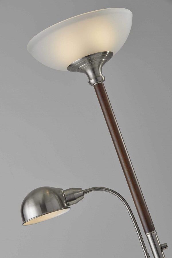 Lamps Torchiere Lamp - 14" X 14" X 71" Walnut Metal/Wood 300W Combo Torchiere HomeRoots