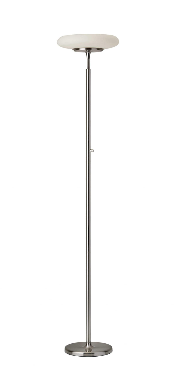 Lamps Torchiere Lamp - 14" X 14" X 72" Brushed steel Metal LED Torchiere HomeRoots