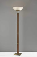 Lamps Torchiere Lamp - 16" X 16" X 72.5" Antique Brass Wood 300 Watt Torchiere HomeRoots