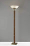 Lamps Torchiere Lamp - 16" X 16" X 72.5" Antique Brass Wood 300 Watt Torchiere HomeRoots