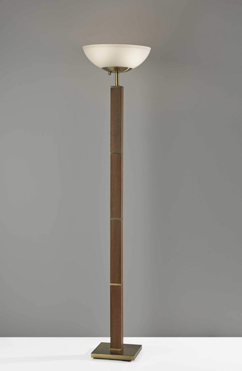 Lamps Torchiere Lamp - 16" X 16" X 72.5" Antique Brass Wood 300 Watt Torchiere HomeRoots