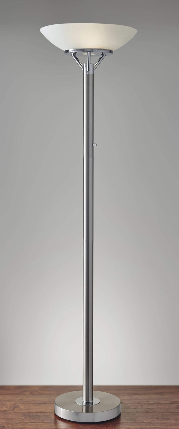 Lamps Torchiere Lamp - 18" X 18" X 71.5" Brushed steel Metal 300W Torchiere HomeRoots