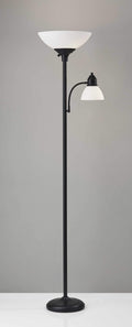 Lamps Torchiere Lamp - 21" X 13.75" X 71" Black Metal 300W Combo Torchiere HomeRoots