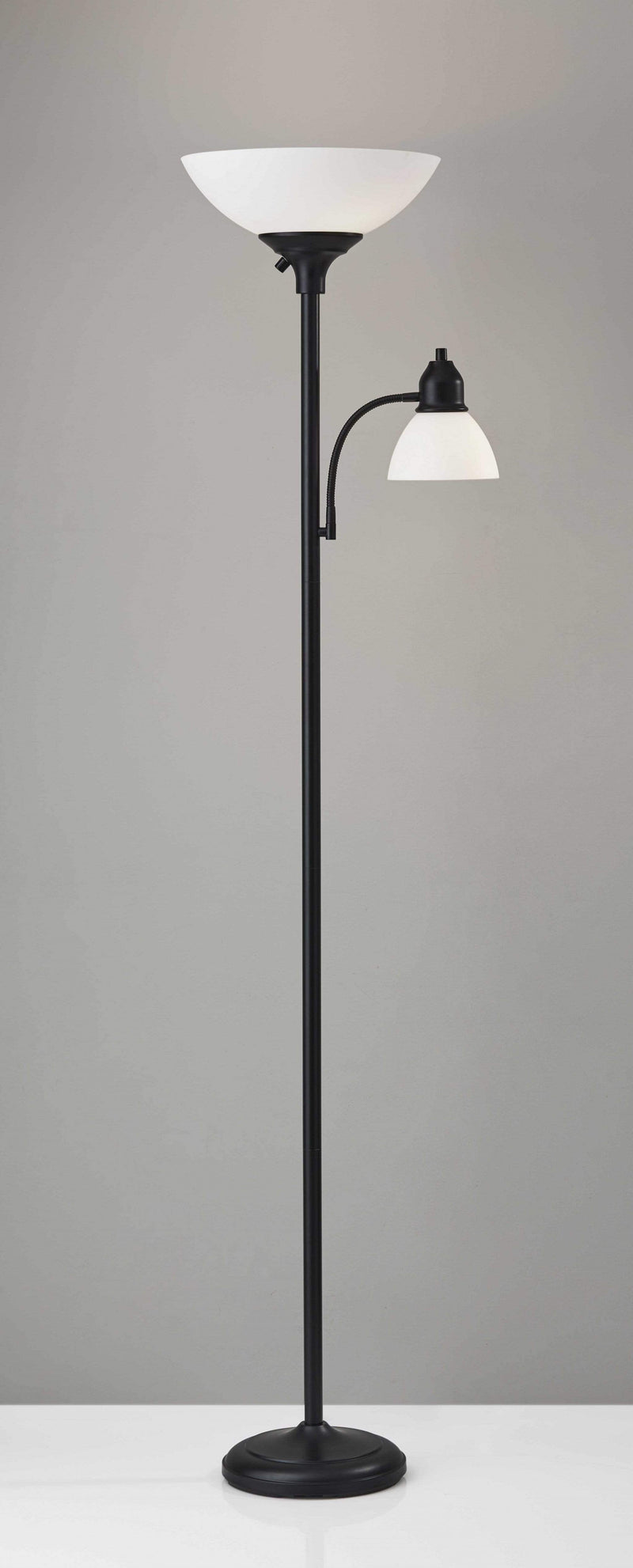 Lamps Torchiere Lamp - 21" X 13.75" X 71" Black Metal 300W Combo Torchiere HomeRoots