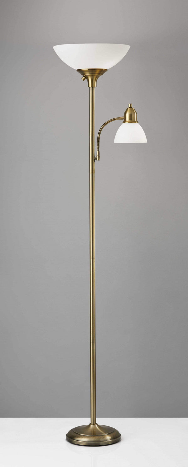 Lamps Torchiere Lamp - 21" X 13.75" X 71" Brass Metal 300W Combo Torchiere HomeRoots