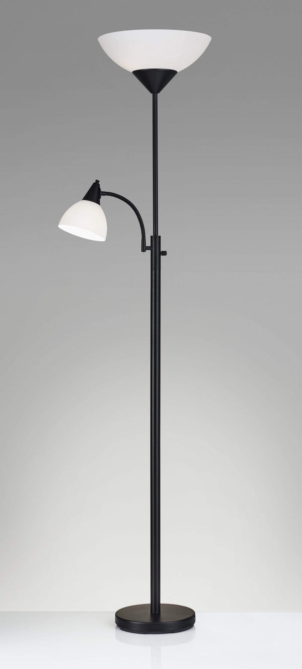 Lamps Torchiere Lamp - 22" X 14" X 71" Black Metal 300W Combo Torchiere HomeRoots