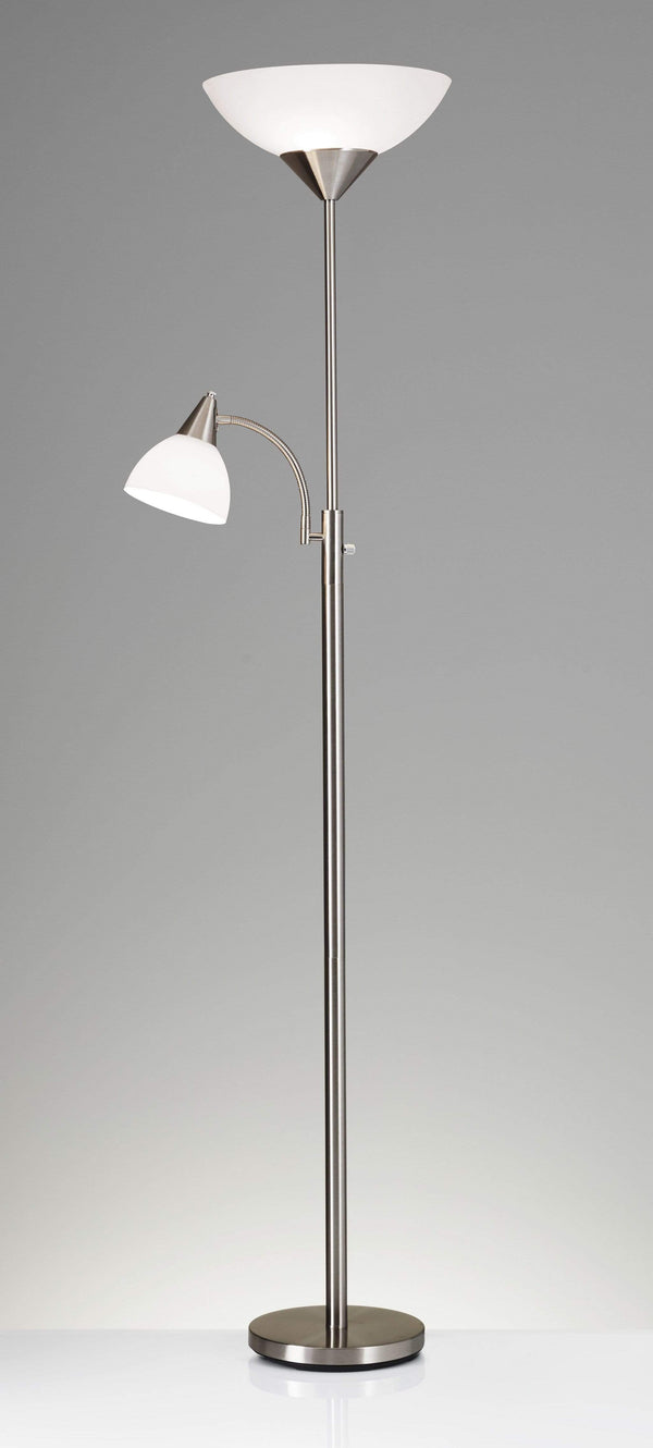Lamps Torchiere Lamp - 22" X 14" X 71" Brushed steel Metal 300W Combo Torchiere HomeRoots