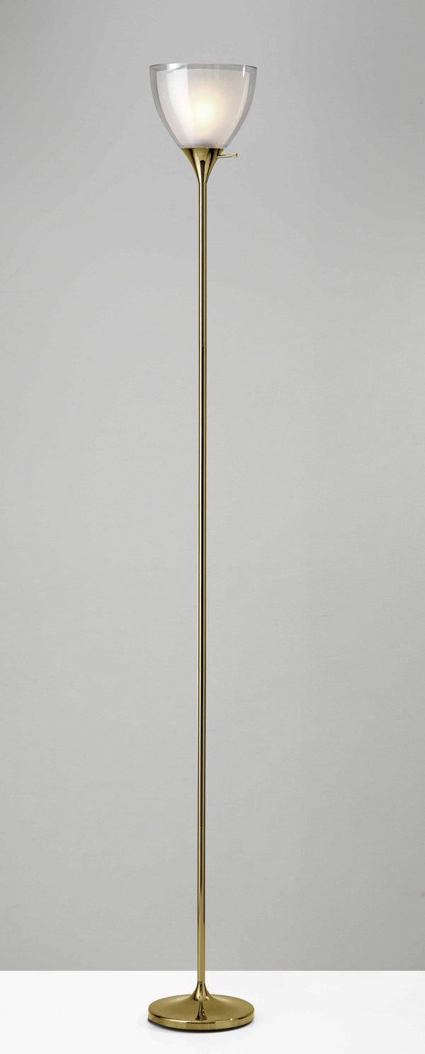 Lamps Torchiere Lamp - 8" X 8" X 72" Gold Metal Torchiere HomeRoots