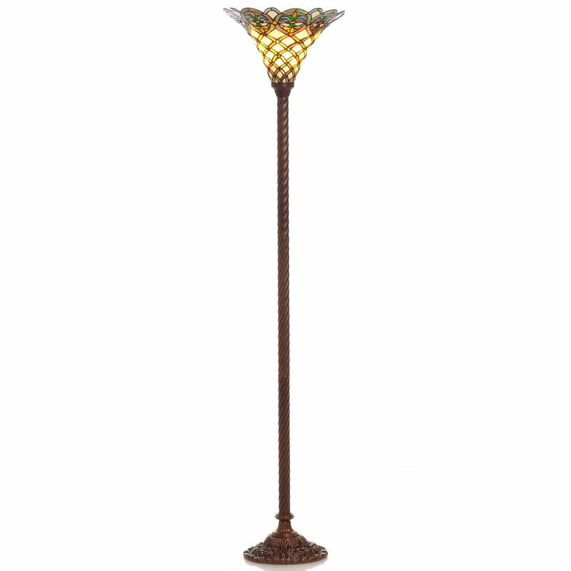 Lamps Torchiere Lamp - Tiffany-style Arielle Torchiere HomeRoots