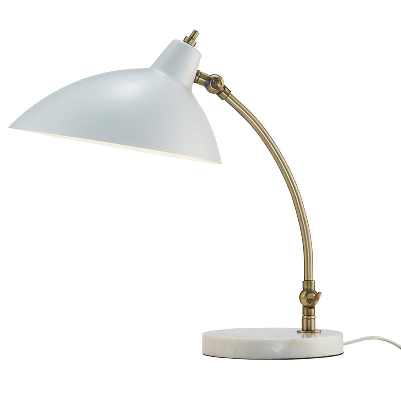 Lamps Unique Lamps - 10.5" X 15-18.5" X 15-18" White Metal Desk Lamp HomeRoots