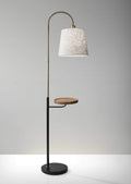 Lamps Unique Lamps - 11" X 18.5" X 65" Brass Metal/Fabric Shelf Floor Lamp HomeRoots