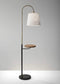 Lamps Unique Lamps - 11" X 18.5" X 65" Brass Metal/Fabric Shelf Floor Lamp HomeRoots