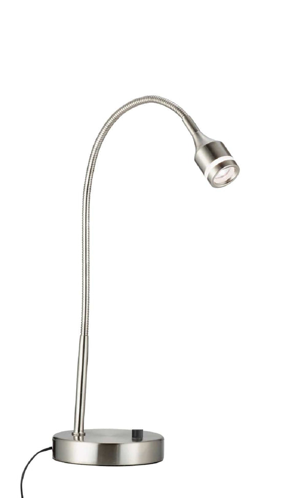 Lamps Unique Lamps - 11" X 5-17" X 11-18" Brushed Steel Metal LED Desk Lamp HomeRoots