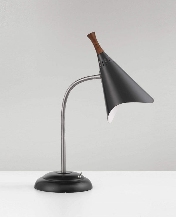 Lamps Unique Lamps - 13.5" X 5-17" X 18.5" Black Metal Gooseneck Desk Lamp HomeRoots