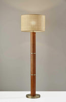 Lamps Unique Lamps - 18" X 18" X 62.25" Walnut Wood Floor Lamp HomeRoots