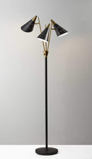 Lamps Unique Lamps - 22" X 19" X 66" Black Metal 3-Arm Floor Lamp HomeRoots