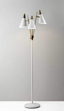 Lamps Unique Lamps - 22" X 19" X 66" White Metal 3-Arm Floor Lamp HomeRoots
