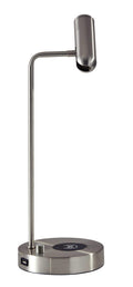 Lamps Unique Lamps - 6" X 8" X 16.5" Brushed Steel Metal LED Desk Lamp HomeRoots