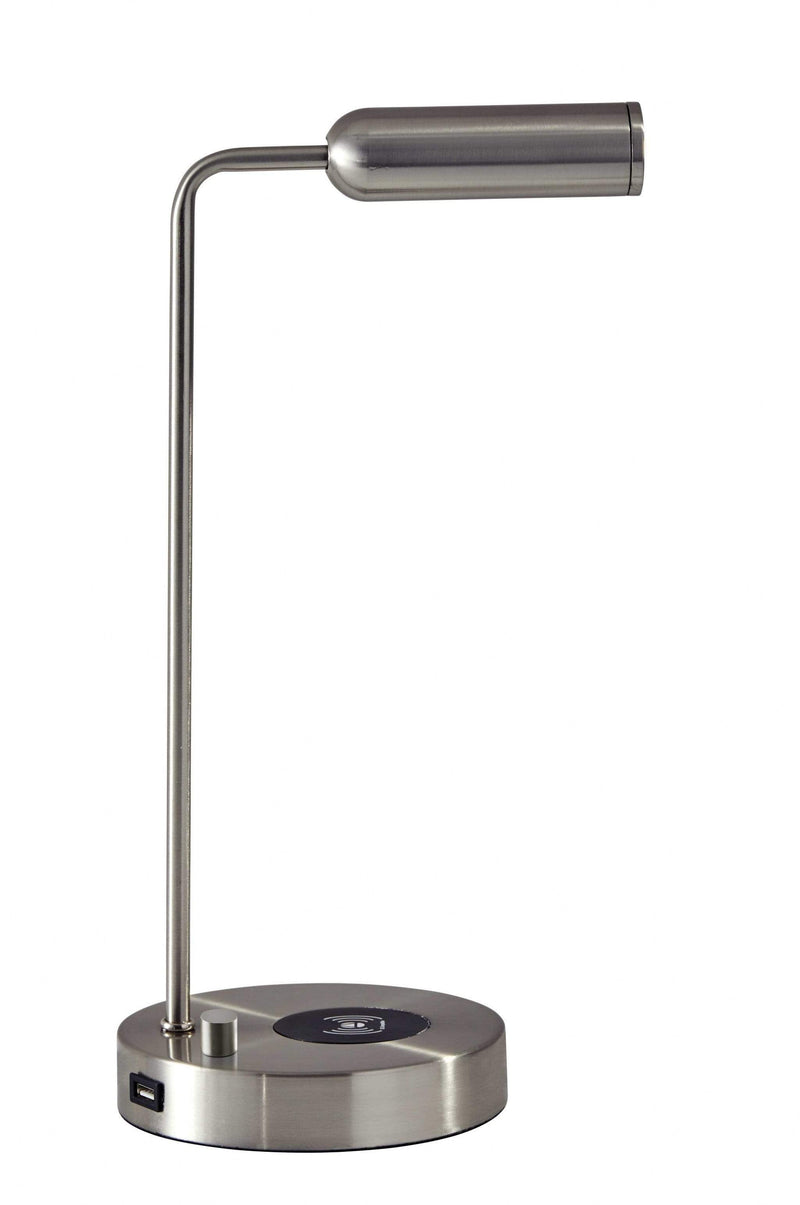 Lamps Unique Lamps - 6" X 8" X 16.5" Brushed Steel Metal LED Desk Lamp HomeRoots