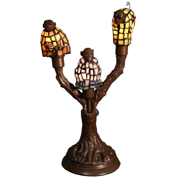 Lamps Vintage Table Lamps - Zendaya 3-light Monkey-shaped 17-inch Tiffany-style Table Lamp HomeRoots