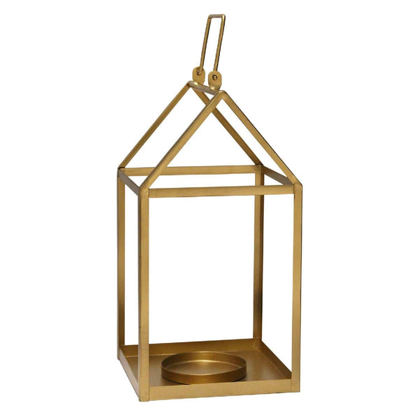 Lanterns Decorative Lanterns - 7.5" X 7.5" X 17.25" Gold Metal Lantern HomeRoots