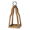Lanterns Decorative Lanterns - 7" X 6.75" X 15.5" Natural Wood Metal Lantern HomeRoots