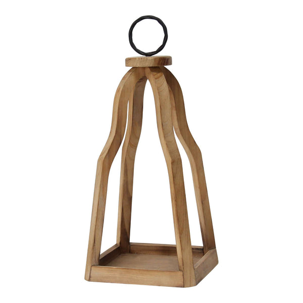 Lanterns Decorative Lanterns - 7" X 6.75" X 15.5" Natural Wood Metal Lantern HomeRoots