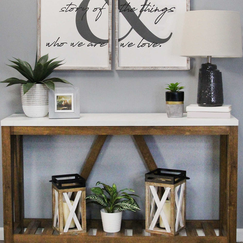 Lanterns Decorative Lanterns - 7" X 7" X 20" Multi Metal Wood  Lanterns HomeRoots