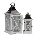 Lanterns Remarkable Two Piece Wooden Lantern- Benzara Benzara